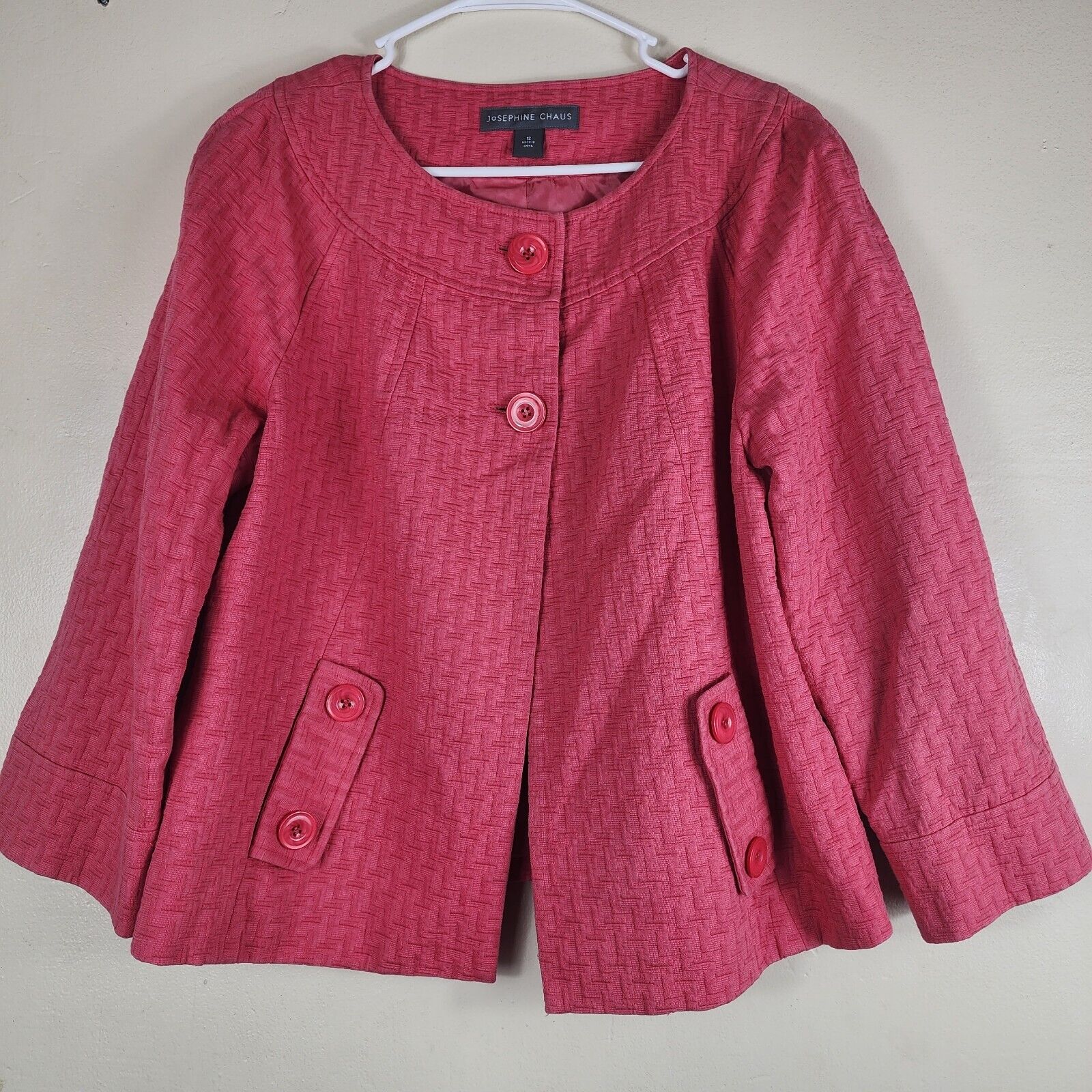 Josephine Chaus Pink Textured Blazer Pockets Long… - image 1