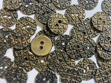 Cast Metal Tribal Art Button Antique Brass Finish 13mm 15mm 20mm 2hole