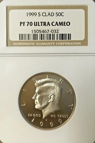 1999-S KENNEDY HALF DOLLAR GRADED PF 70 ULTRA CAMEO BY NGC