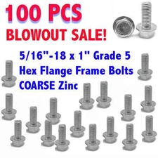 5/16"-18 x 1" Grade 5 Hex Flange Screws Frame Bolts COARSE Zinc