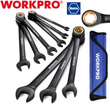 WORKPRO 9PCS Ratcheting Combination Wrench Set Anti-Slip Metric 8-19 mm 72-Teeth