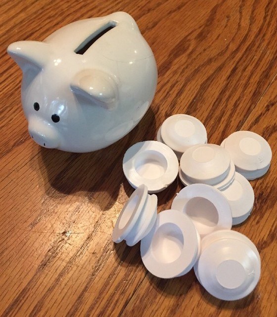 Piggy Bank 1" 1 inch White Rubber Hole Stopper / Plug Replacement (1