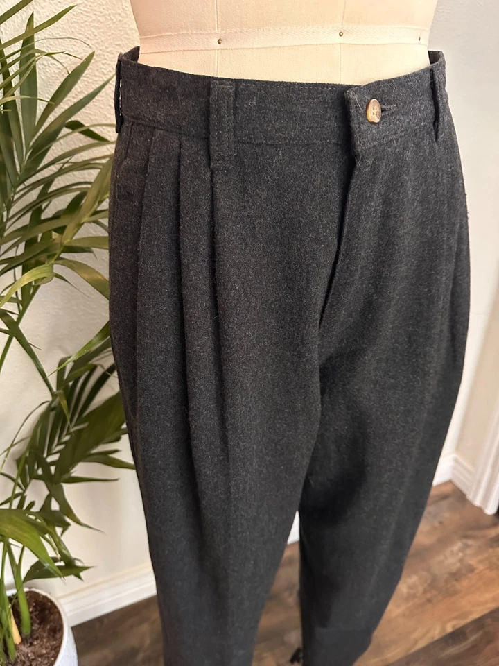 Pantalones holgados de lana gris de moda vintage United Colors of Benetton años 90 talla 42  Foto 3 de 4