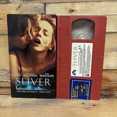 Sliver VHS VCR Video Tape Used Sharon Stone (Red Blockbuster Tape)