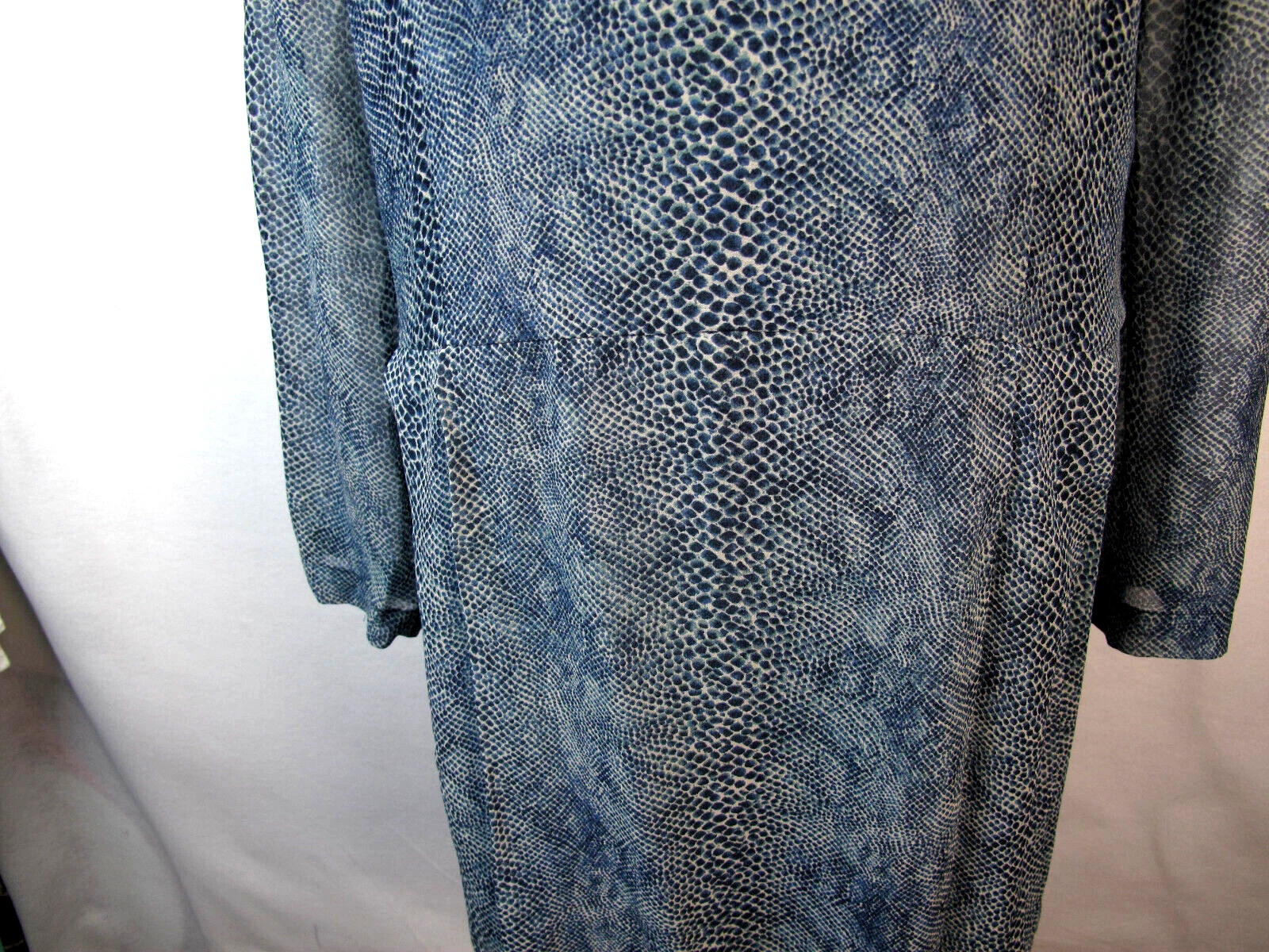 TORY BURCH ABITO SETA TAGLIA 8 blu navy e bianco pelle di serpente plissettato