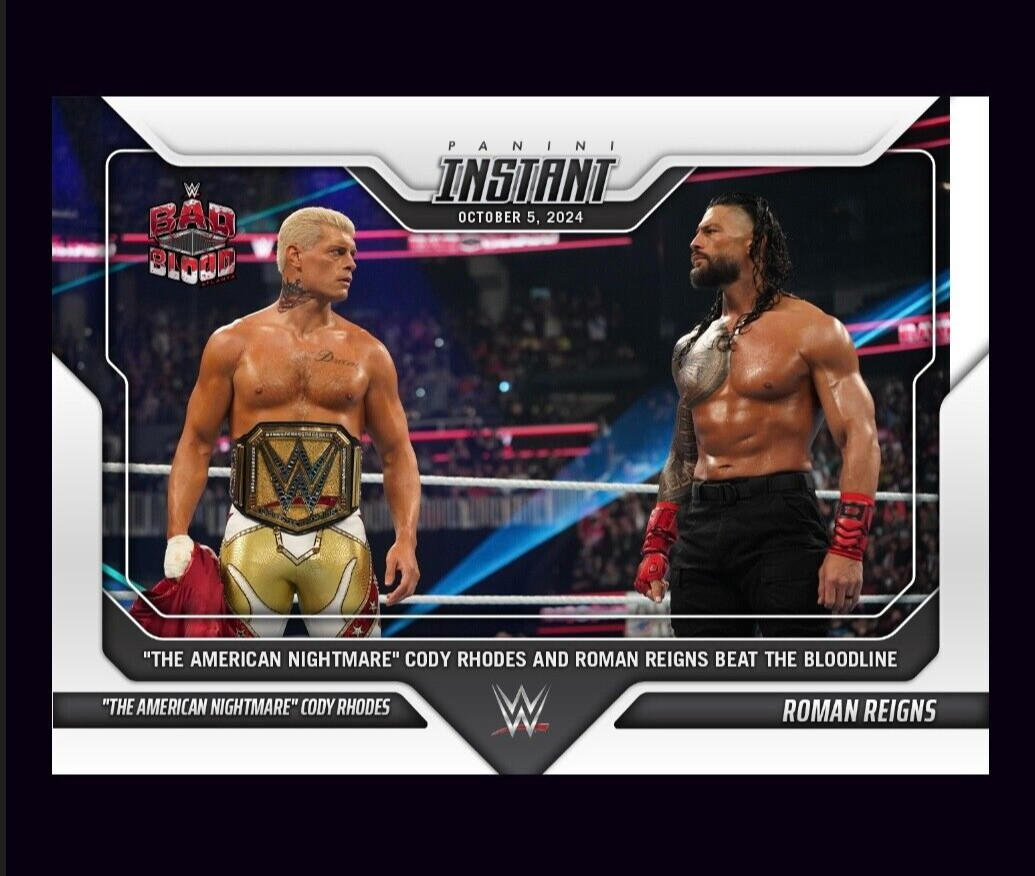The American Nightmare Cody Rhodes / Roman Reigns #79 Wrestling Cards 2024 Panini Instant WWE trading card — raw and PSA graded price guide