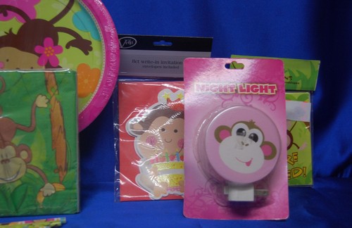 Monkey Love Party Set # 12 Monkey Cups Plates Napkins Tablecover Invites - Picture 4 of 7