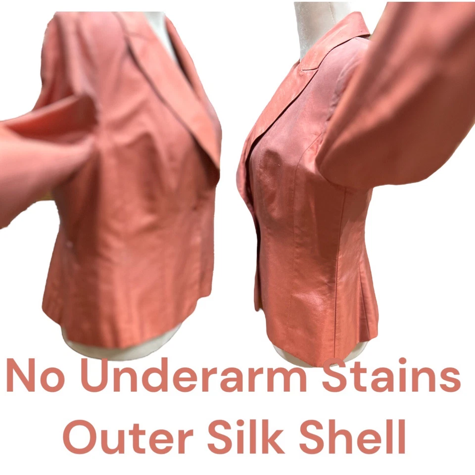 Blazer Talbots jaqueta de seda 8P coral escuro outono ação de graças Natal Páscoa - Imagem 3 de 4