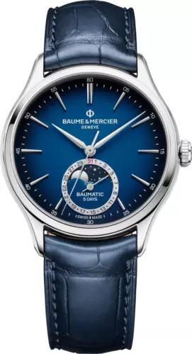 Baume & Mercier Clifton Moonphase Leather Blue Dial 39mm MOA10756 Men's Watch