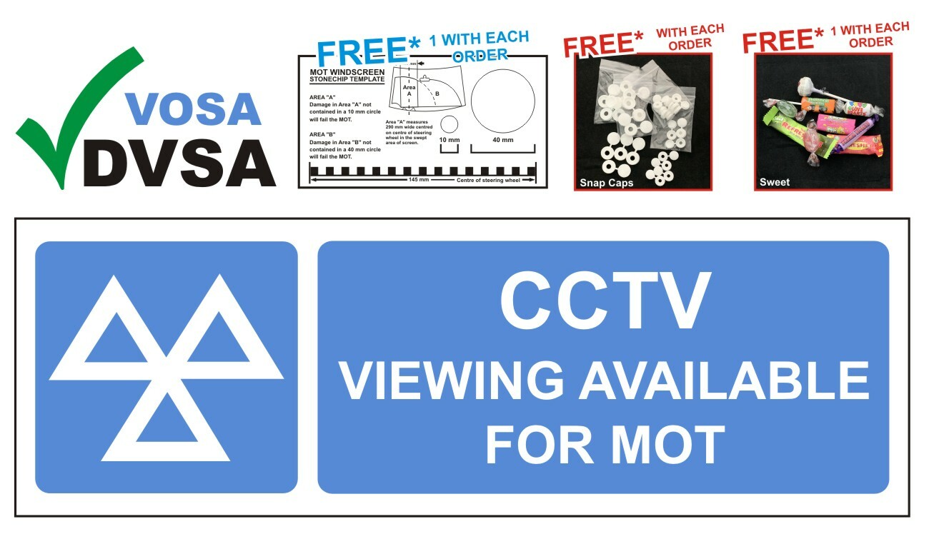 MOT SIGN | MOT SIGNS | VOSA DVSA | MOT SIGN PACK | CCTV VIEWING AVAIL ...