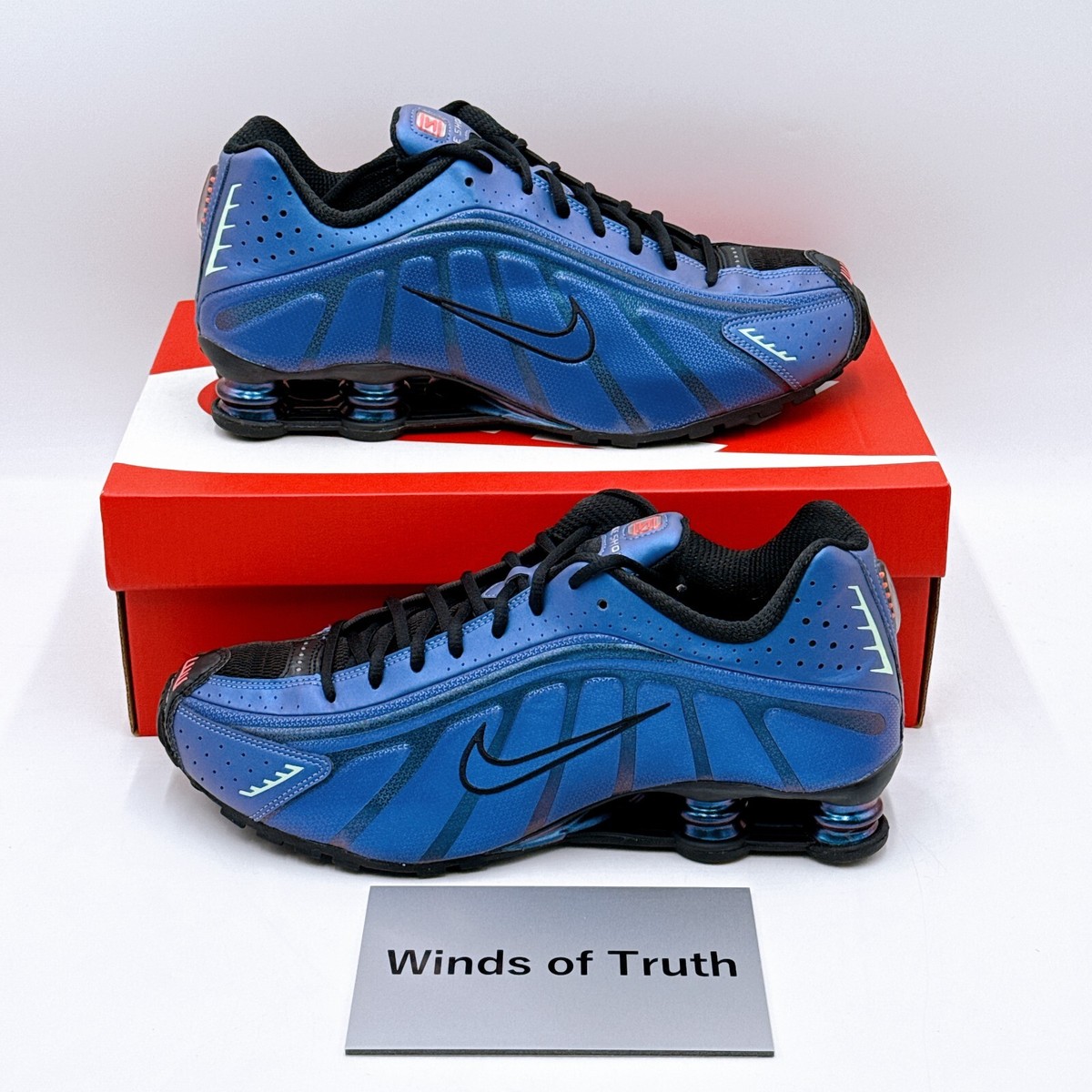 Nike Shox R4 Iridescent Color Metallic Blue HQ3446-001 Men's
