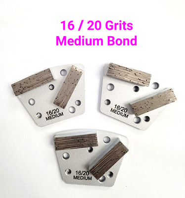 3PK Trapezoid HTC Style Grinding Shoe / Disc / Plate - Medium Bond - 16/20 Grit 