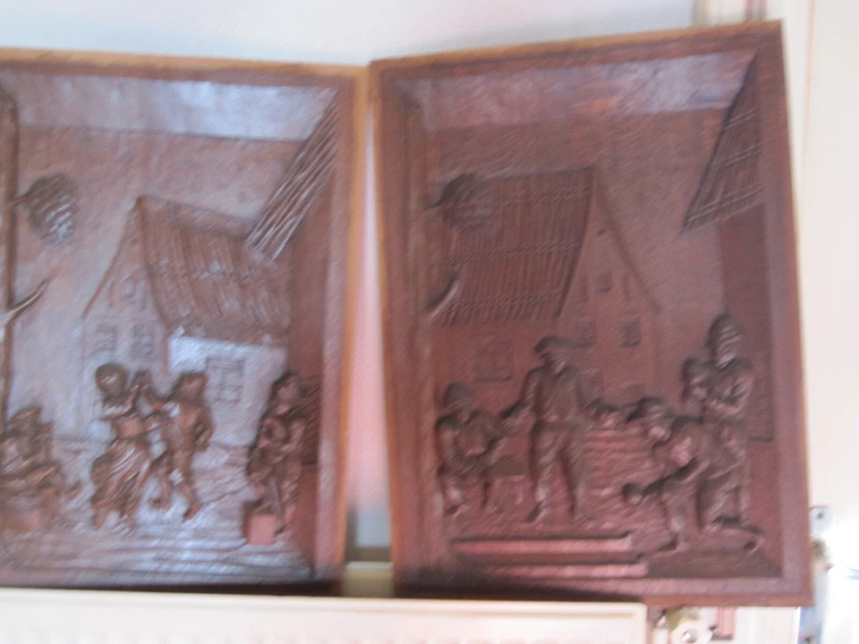 very decorative and big pair off antique pannels beautifull oak carving 19 th - Image 3 of 4