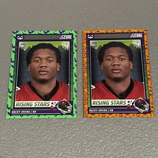 Bucky Irving 2024 Score-A-Treat #9 Green Bats & Orange Pumpkin RC Set Tampa Bucs