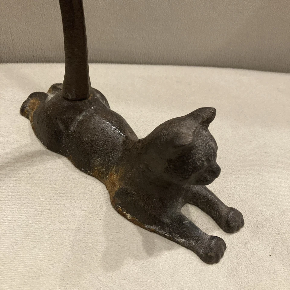 Vintage Black Cat Paper Towel Holder/Door Stop - Long Tail Cast Iron Metal - Image 2 of 4