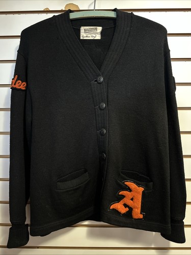 Vintage 50s 60s AZTEC TIGERS Letterman Sweater Coleman Mills Women’s Wool - Picture 5 of 13