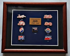 VINTAGE AUTHENTIC PEPSI COLA THE PEPSI LOGO REVOLUTION 1898 1998 LOGO PIN SET