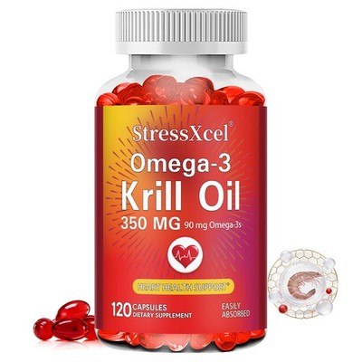 StressXcel Omega-3-Krillöl 350mg sergänzungsmittel für Erwachsene 30/60/120 Kaps