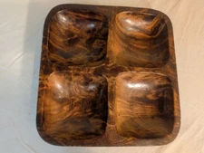 Well Equipped Kitchen Wood Square 10" Mango Wood Divided Bowl or  Snack Tray