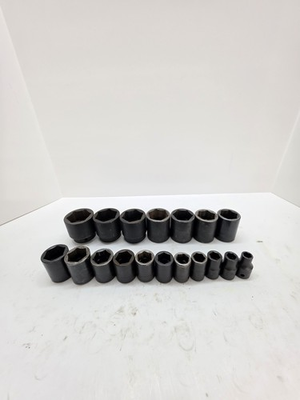 #ad SNAP ON 1 2quot; DRIVE 18PC SAE SHALLOW 6PT IMPACT SOCKET SET 3 8 1 1 2quot; 320IM $297.60