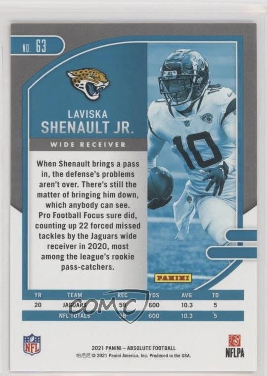 2021 Panini Absolute Gold Stars /25 Laviska Shenault Jr #63 - Image 2 of 2