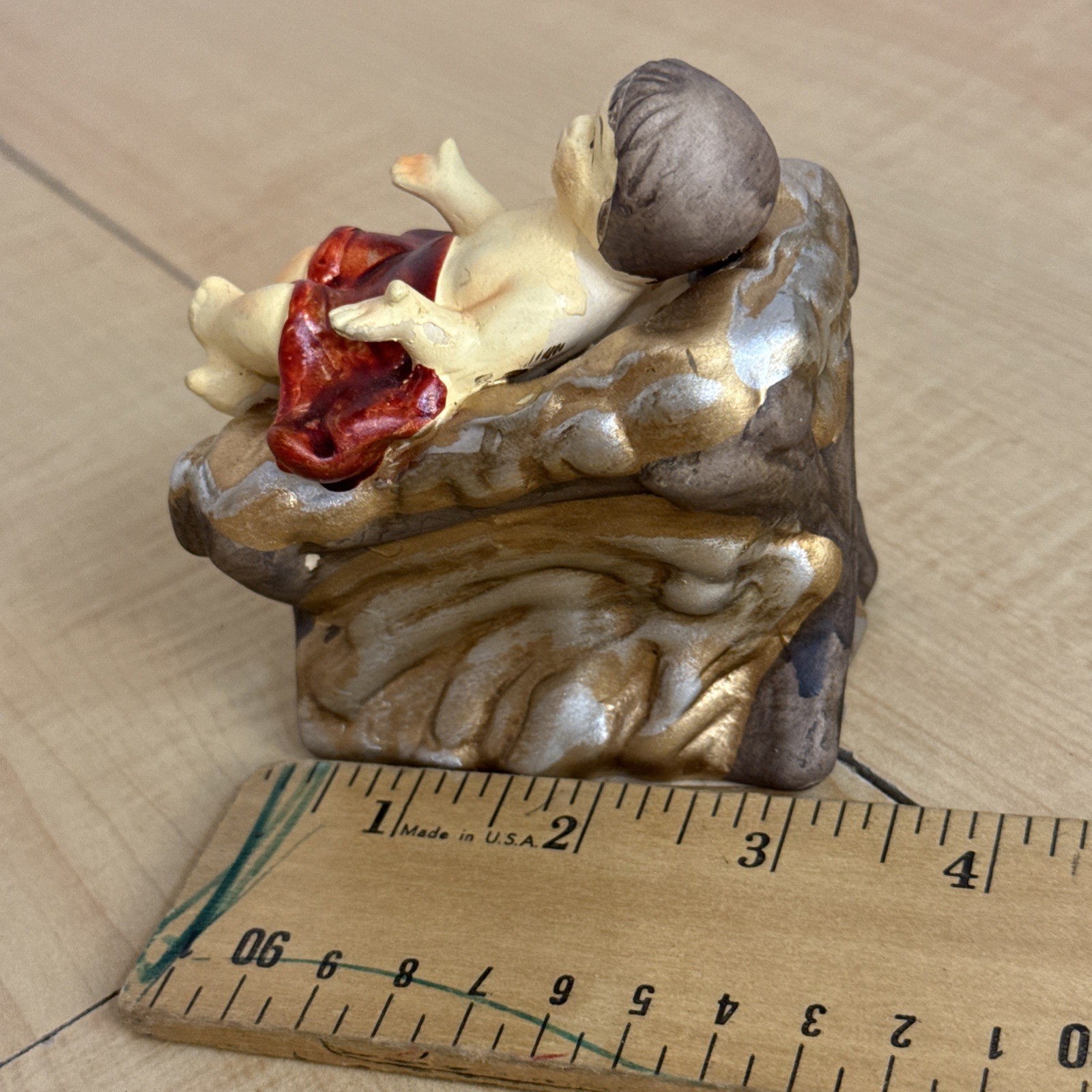 Porcelain Baby Jesus in Manger Greenbrier Nativity Christmas Figure 3.5"