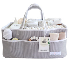 Baby Diaper Caddy Organizer, Large Gray Nursery Storage Tote for Newborns