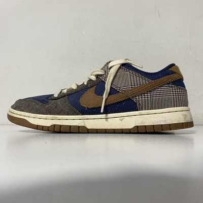 Nike Dunk Low Midnight Navy Ale Brown Pale Ivory Corduroy Plaid Size 10
