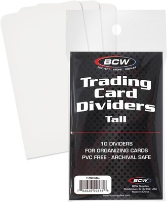 BCW Tall Trading Card Dividers - 50 ct | Archival Quality, Write-On White 
