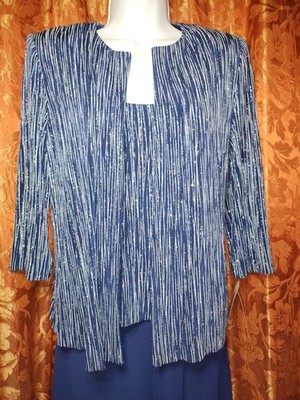 Alex Evenings Navy Blue Jacket & Dress 2 Piece Set Size S Style 3211305 Formal