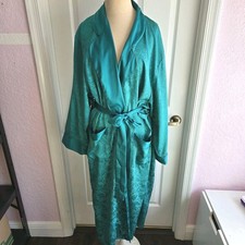 Victoria's Secret Womens Gold Label Vtg Size L Green Satin Kimono Robe Lingerie