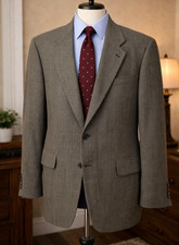 VTG Oscar de la Renta Wool Tweed Blazer Mens 42R Herringbone Career Sport Coat