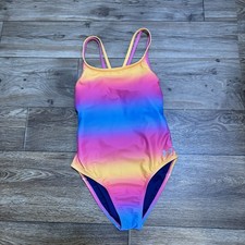 Under Armour rainbow gradient one piece swimsuit youth size 14 sporty