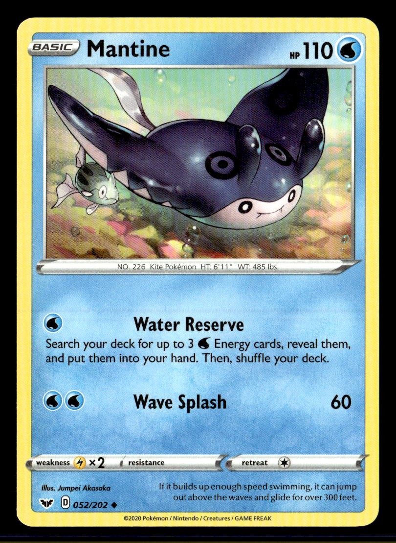 Pokemon Mantine #052/202 tcg Near Mint or Better