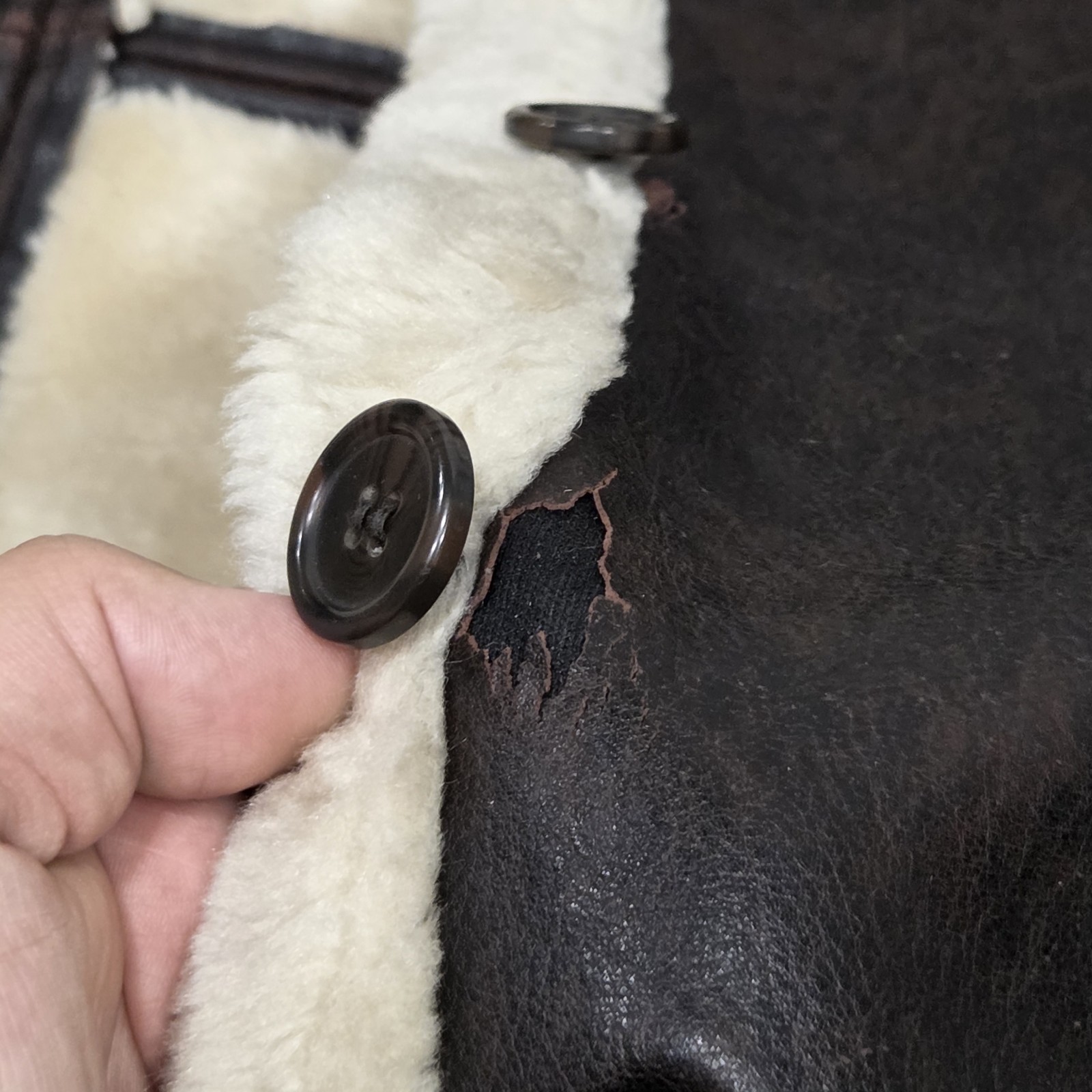 Learsi Men’s 3X Faux Leather Sherpa Lined Brown Jacket Aviator Shearling Coat