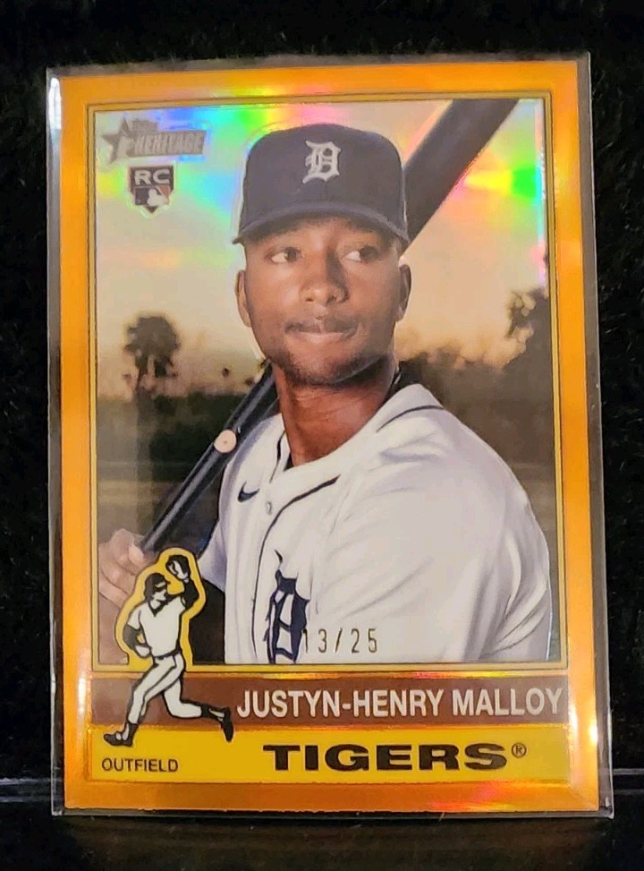 JUSTYN-HENRY MALLOY RC 2025 Topps Heritage #305 ORANGE Chrome Parallel #13/25