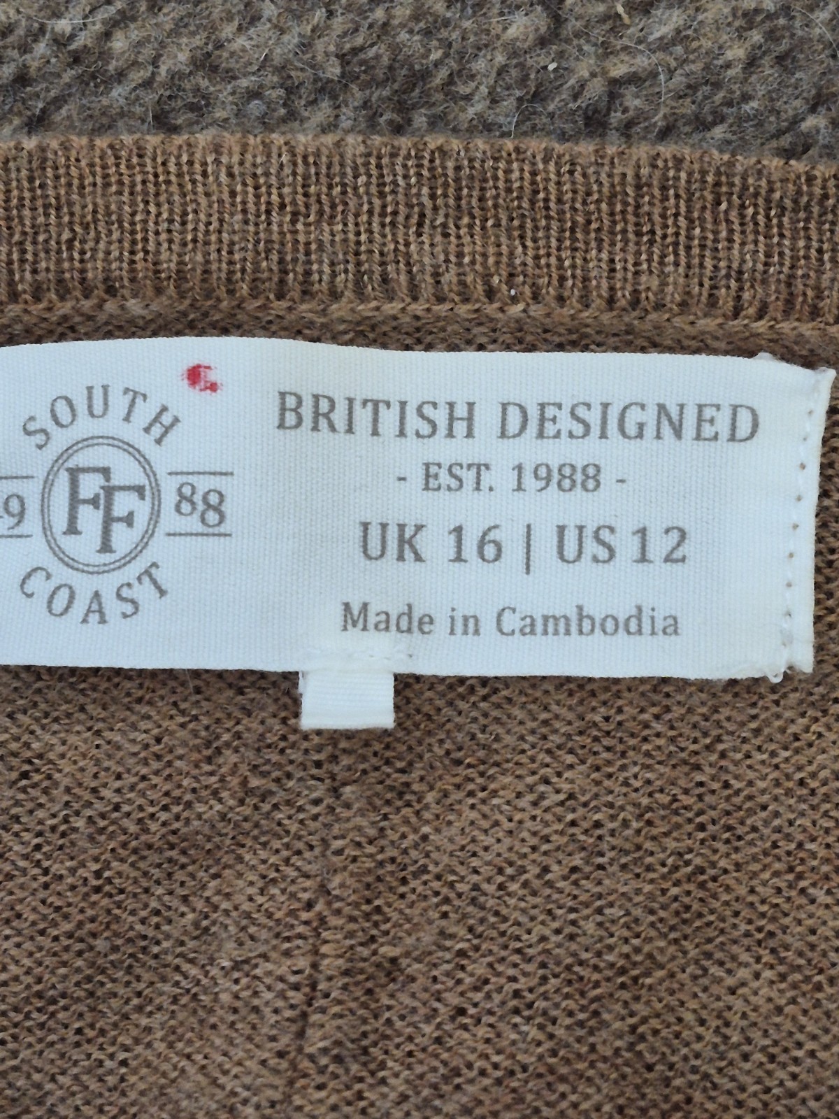 South Coast Wool Cashmere Blend Cardigan Brown Relaxed Slouchy UK 16 image 2