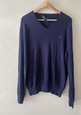 Polo by Ralph Lauren Men's Deep Blue V-Neck Sweater L 480