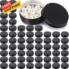Patelai 64 Pieces Lip Balm Tin Containers Screw Top 0.5 oz, Matter Black 