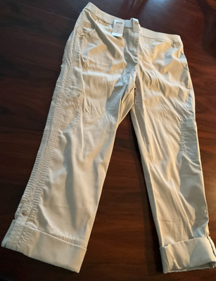 Chico s Luxe Twill Utility Basic Crop Pants Cement Color Roll Up Size 0/US 4 NWT