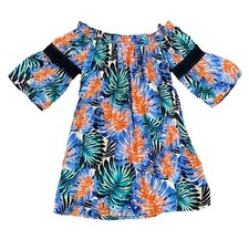 JL Womens Dress L Off Shoulders Midi Crochet 3/4 Bell Sleeve Knit Palm