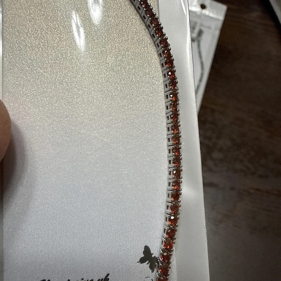 Nuovo Bracciale Tennis Argento Zirconi Rossi - Immagine 2 di 4