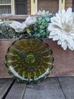 Vintage MCM Anchor Hocking Fairfield Avocado Green Glass Relish Tray
