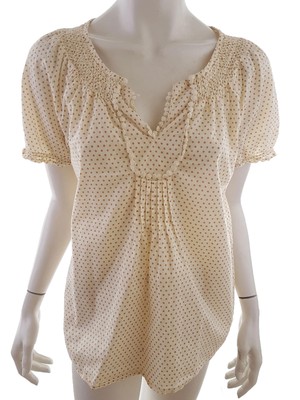 Daniel Rainn  Größe M Beige Tunika-Bluse Rayon 100% Kurzarm Punkte