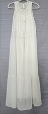 A New Day Women's Cream Chiffon Sleeveless Tiered Maxi Dress Size XS