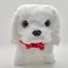 Interactive White Plush Puppy Dog Toy - Walks, Barks, Wags Tail!