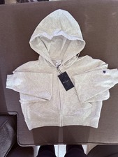 NWT Champion Full Zip Cropped Hoodie-short Women Gray Sz M
