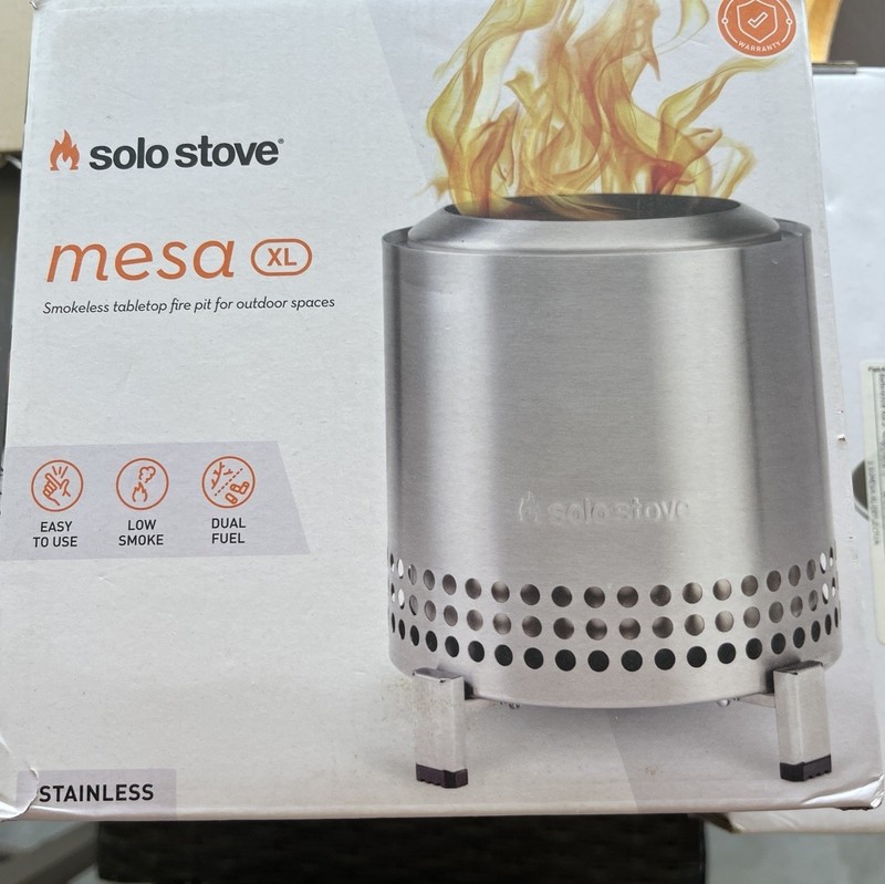 Solo Stove Mesa XL Smokeless Tabletop Fire Pit, Stainless Steel, Dual Fuel