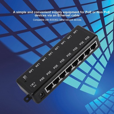 8 Port PoE-Injektor Netzteil Adapter Ethernet Switch für IP Kamera DC12V-48V'