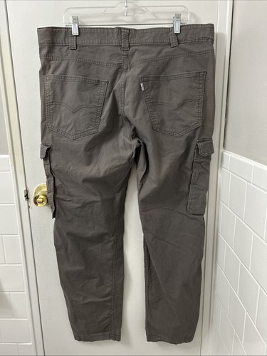 Levis Cargo Pants Mens Sz 38x32 Gray White Tab Jeans Tapered Denim Pockets - Picture 7 of 13